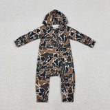 LR2815 Hunting Camo Hoodie Zipper Baby Boys Romper