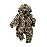 Preorder Samples LR2826 Hunting Camo Hoodie Zipper Baby Boys Romper