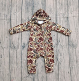 Preorder Samples LR2826 Hunting Camo Hoodie Zipper Baby Boys Romper