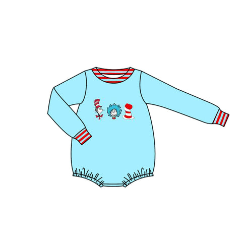 Preorder 11.20 MOQ 5 pcs LR2832 Cartoon Dr. Su Blue Baby Boys Romper