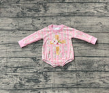 Preorder Samples LR2837 Easter Flower Cross Pink Baby Girls Romper
