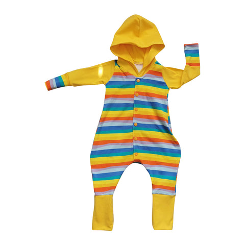 Preorder 11.24 MOQ 5 pcs LR2838 Colorful Stripe Hoodie Baby Boys Romper