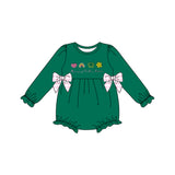 Preorder Samples LR2839 Embroidery St. Patrick Rainbow Green Baby Girls Romper
