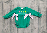 Preorder Samples LR2839 Embroidery St. Patrick Rainbow Green Baby Girls Romper