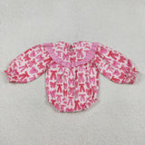 LR2842 Daddy's Valentine Bows Pink Baby Girls Romper
