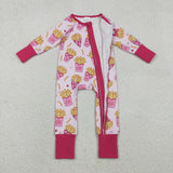 LR2843 Valentine's Day French Fries Baby Sleepers Romper