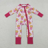 LR2843 Valentine's Day French Fries Baby Sleepers Romper