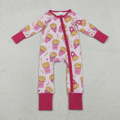LR2843 Valentine's Day French Fries Baby Sleepers Romper