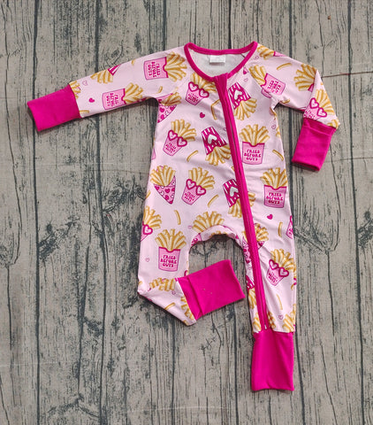 Preorder Samples LR2843 Valentine's Day French Fries Baby Sleepers Romper