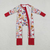 LR2852 Cartoon Strawberry Girl Pink Baby Sleepers Footie Romper