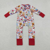 LR2852 Cartoon Strawberry Girl Pink Baby Sleepers Footie Romper