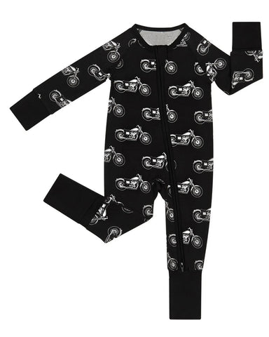 Preorder 12.01 MOQ 5 pcs LR2857 Motorcycle Car Black Baby Sleepers Romper