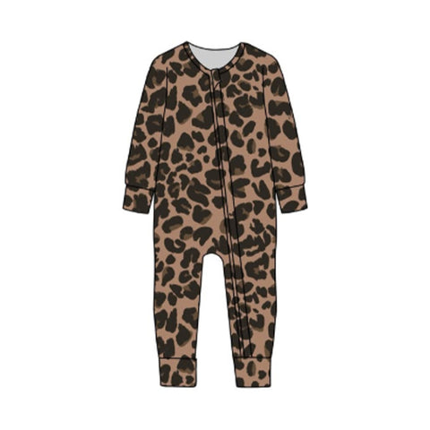 Preorder 12.01 MOQ 5 pcs LR2862 Leopard Brown Baby Sleepers Romper