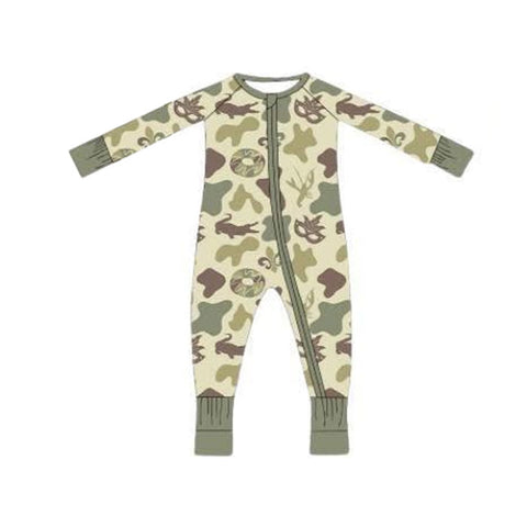 Preorder 12.01 MOQ 5 pcs LR2865 Mardi Gras Camo Baby Sleepers Romper
