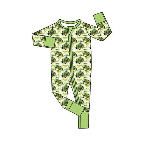 Preorder 12.03 MOQ 5 pcs LR2870 Truck Car Green Baby Sleepers Romper