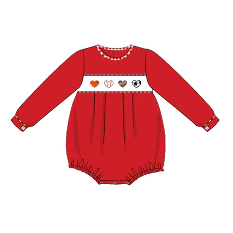 Preorder 12.03 MOQ 5 pcs LR2874 Valentine's Day Football Love Baby Girls Romper