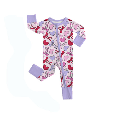 Preorder 12.05 MOQ 5 pcs LR2883 Valentine's Day Bows Love Baby Sleepers Romper