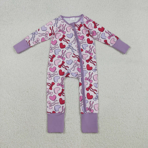 LR2883 Valentine's Day Bows Love Baby Sleepers Romper