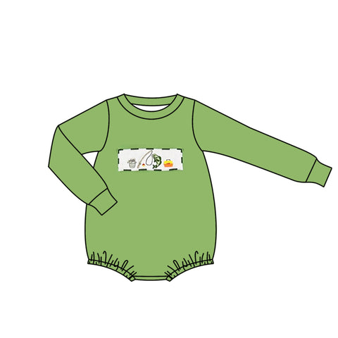 Preorder 12.07 MOQ 5 pcs LR2888 Fishing Green Baby Boys Romper
