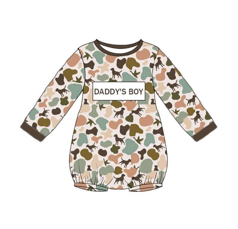 Preorder 12.08 MOQ 5 pcs LR2894 Daddy's Boy Hunting Camo Baby Boys Romper