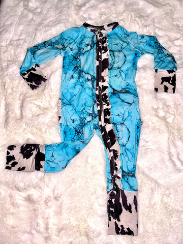 Preorder 12.13 MOQ 5 pcs LR2912 Blue Cow Baby Sleepers Romper