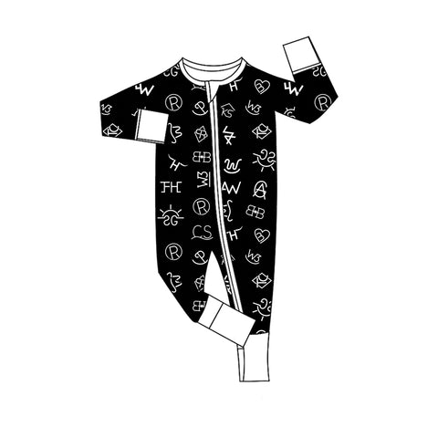 Preorder 12.13 MOQ 5 pcs LR2913 Western Letters Baby Sleepers Romper