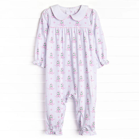 Preorder 12.13 MOQ 5 pcs LR2916 Flower Bouquet Bows Pink Baby Girls Romper