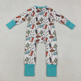 LR2944 Western Boots Cowboy Baby Sleepers Footie Romper