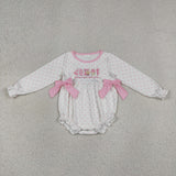 LR2947 Embroidery Foods Cake Dots Pink Baby Girls Romper