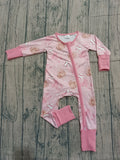 Preorder Samples LR2967 Baseball Bows Pink Baby Sleepers Romper