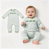 LR3006 Fish Green Plaid Baby Boy Romper