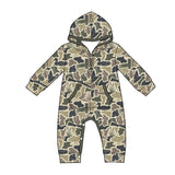 Preorder MOQ 5 pcs Each Style Hunting Camo Hoodie Zipper Baby Boys Romper