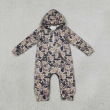 LR3029 Hunting Camo Mallard Ducks Zipper Baby Boy Romper