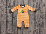 Preorder Samples LR3037 Pumpkin Scarecrow Stripe Baby Boys Romper