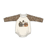 Preorder MOQ 5 pcs Each Style Thankful Pumpkin Bows Baby Bubble Romper