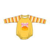 Preorder MOQ 5 pcs Each Style Thankful Pumpkin Bows Baby Bubble Romper