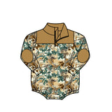 Preorder Samples LR3048 Hunting Camo Branches Zipper Baby Boys Romper
