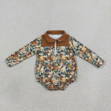 LR3048 Hunting Camo Branches Zipper Baby Boys Romper