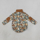 LR3048 Hunting Camo Branches Zipper Baby Boys Romper