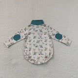 LR3052 Mallard Ducks Zipper Baby Boys Romper