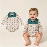 LR3052 Mallard Ducks Zipper Baby Boys Romper