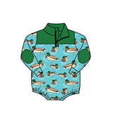 Preorder Samples LR3055 Mallard Ducks Zipper Baby Boys Romper