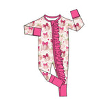 Preorder MOQ 5 pcs Each Style Fall Pumpkin Bows Baby Sleepers Romper