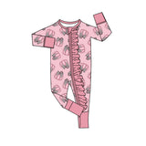 Preorder MOQ 5 pcs Each Style Fall Pumpkin Bows Baby Sleepers Romper