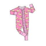 Preorder MOQ 5 pcs Each Style Fall Pumpkin Bows Baby Sleepers Romper