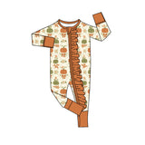 Preorder MOQ 5 pcs Each Style Fall Pumpkin Bows Baby Sleepers Romper