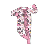 Preorder MOQ 5 pcs Each Style Fall Pumpkin Bows Baby Sleepers Romper