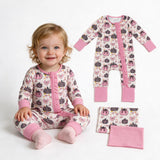 LR3061 Fall Pumpkin Bows Baby Sleepers Romper
