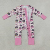 LR3061 Fall Pumpkin Bows Baby Sleepers Romper