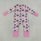 LR3061 Fall Pumpkin Bows Baby Sleepers Romper